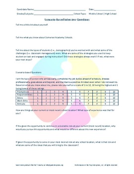 Preview of Scenario-Based Interview Questions (Middle and High School Teachers)