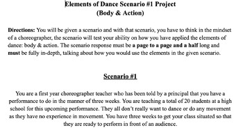 Preview of Scenario Project #1 - Element of dance (body & action)
