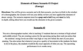 Preview of Scenario Project #3 - Element of Dance (Energy)