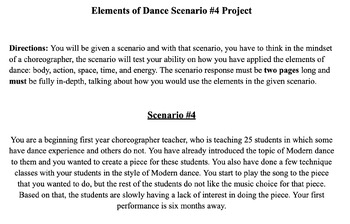 Preview of Scenario Project #4 - Elements of Dance 