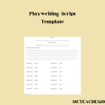 Preview of Scene Script Template - Playwriting 