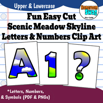 Scenic Meadow Skyline Bulletin Board Letters and Numbers Clip Art