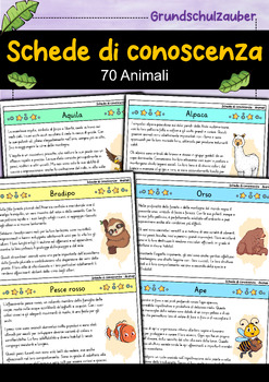 Preview of Schede di conoscenza degli animali - 70 animali - Italiano