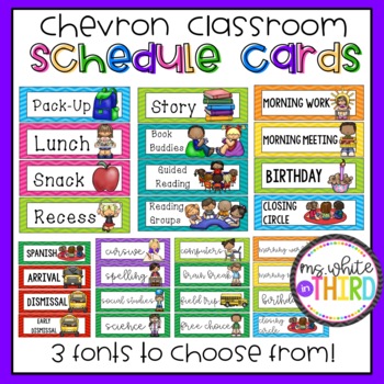 Chevron Schedule/ Agenda Cards- EDITABLE by Ms White in Third | TpT