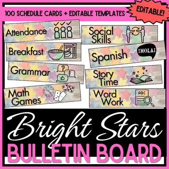 Preview of Schedule Cards - 100 Cards + Editable Pages - Bright Stars