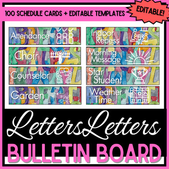 Preview of Schedule Cards - 100 Cards + Editable Pages - Letters Letters