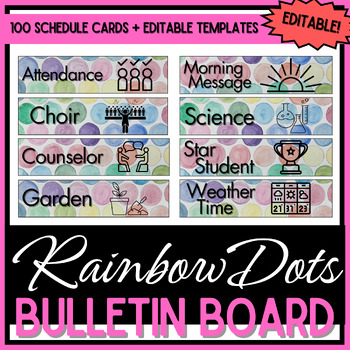 Preview of Schedule Cards - 100 Cards + Editable Pages - Rainbow Dots
