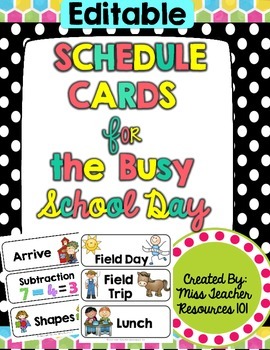 Preview of Schedule Cards EDITABLE {Freebie}