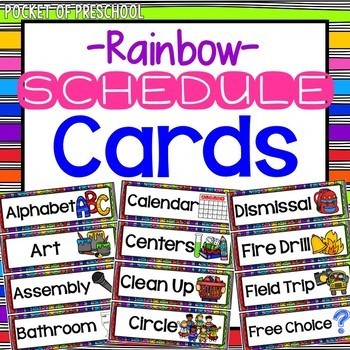 Preview of Rainbow Schedule Cards for Visual Schedules