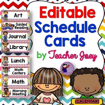 Editable Schedule Cards by Teacher Joey | Teachers Pay Teachers