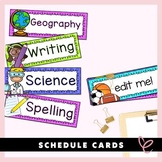 Classroom Schedule Cards: Editable