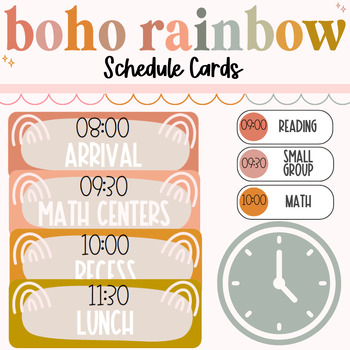 Preview of Schedule Cards | Boho Rainbow Decor Bundle | Editable