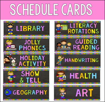 Schedule Cards - Bright Chalkboard by Teaching with Mrs Wildy | TPT