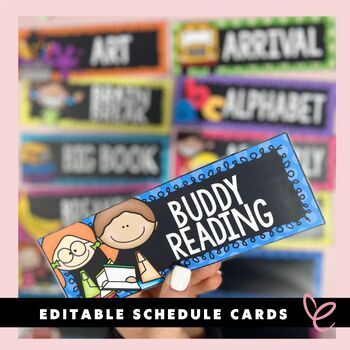 Preview of Editable Schedule Cards | Bright and Bold