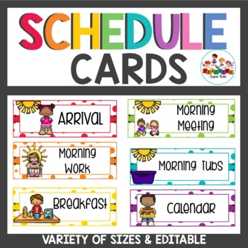 Rainbow Confetti Schedule Cards by Teaching Superkids | TPT