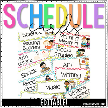 Schedule Cards - Editable by Teaching With Heart by Gina Peluso | TpT