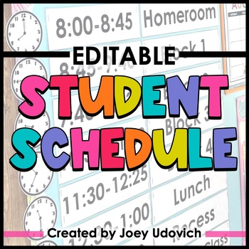 Preview of Schedule Cards Editable | Clocks | Back to School | Classroom Decor