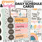Schedule Cards - Bright Retro - Editable - Classroom Decor