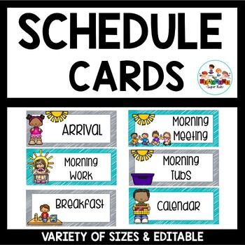 Schedule Cards Gray and Teal by Teaching Superkids | TpT