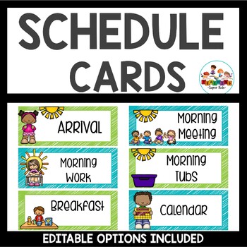 Schedule Cards Lime and Teal by Teaching Superkids | TpT