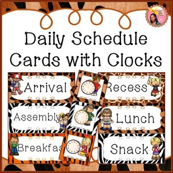 Preview of Schedule Cards for fixed daily non-subject routines - Wild Animal Safari theme
