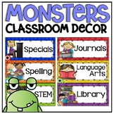 Schedule Cards in a Monsters Classroom Decor Theme for Bac