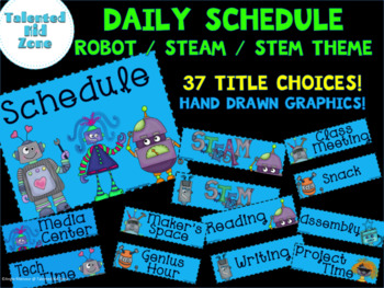 Preview of Robot Theme Schedule Labels STEM/ STEAM