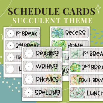 Preview of Schedule Cards - Succulent Theme
