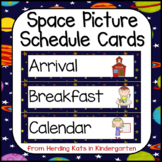 Schedule Cards for Outer Space Decor with blue background