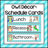 Schedule Cards for Owl Theme Classroom Decor