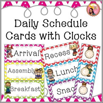 Schedule Cards for fixed daily non-subject routines - Chevron version