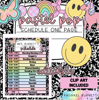 Preview of Schedule One Page Pastel Pop