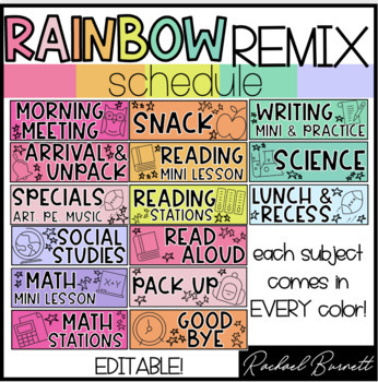 Preview of Schedule // Rainbow Remix Bundle 90's retro classroom decor