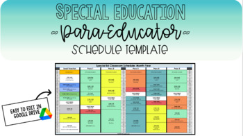 Preview of Schedule:  Special Education Paras Team Schedules (editable)