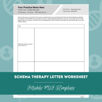 Schema Therapy Letter Worksheet Editable Fillable PDF By TherapyByPro