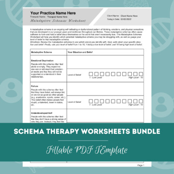 Preview of Schema Therapy Worksheets Bundle | Fillable / Printable PDF