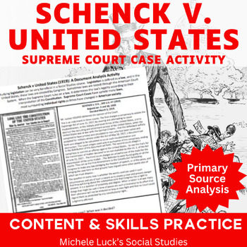Preview of Schenck v United States 1919 Supreme Court Case Document Analysis Activity