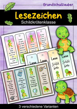 Preview of Schildkröte Lesezeichen für die Schildkrötenklasse - 3 Varianten (Deutsch)