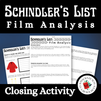 Preview of Schindler's List Film Analysis for the English Classroom Closing Questions