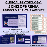 Schizophrenia Disorder Lesson & Analysis Activity: AP Clin