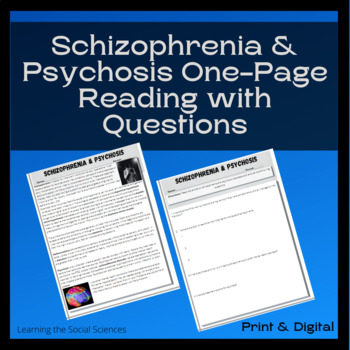 Preview of Schizophrenia & Psychosis One-Page Reading with Question: Print and Digital