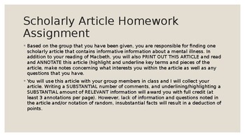 Preview of Scholarly Article Homework Assignment Explanation and Student Groupings