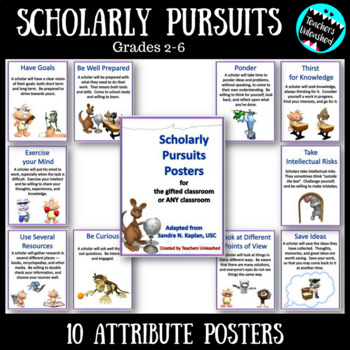 Preview of Scholarly Pursuits Classroom Attribute Posters S Kaplan GATE