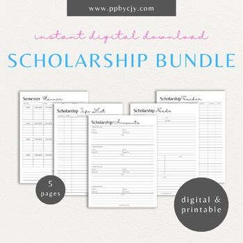 Preview of Scholarship Planner Bundle | College Academic Scholarship Planning