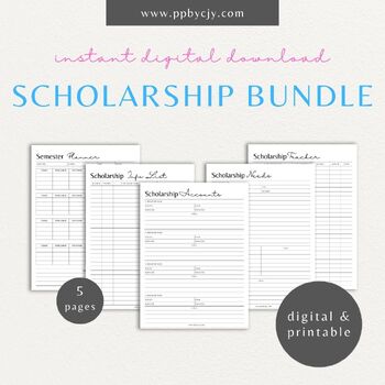 Preview of Scholarship Application Planner Bundle | College Financial Aid Organizer