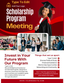 Preview of Scholarship Program Meeting Flyers (4) Fully Customize your Flyer Ready to Edit