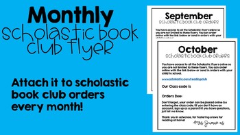 Preview of Scholastic Book Club Order Parent Letter