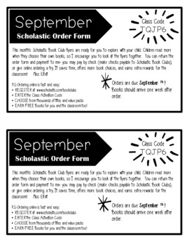Editable Scholastic Book Club Flyer Order Letter to Parents