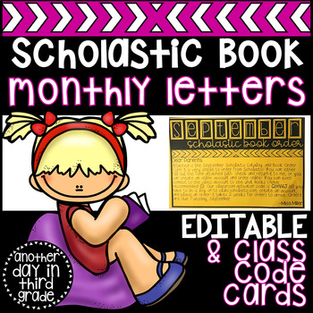Preview of Scholastic Book Order Editable Monthly Letters & Class Code Cards