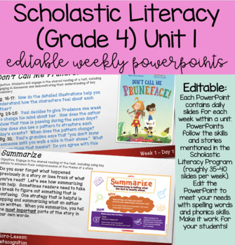 Preview of Scholastic Literacy Unit 1 (Grade 4)